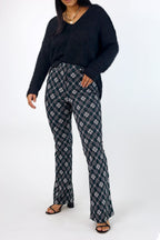 Green Check Ponte Zip Up Flare - FINAL SALE