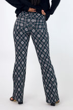 Green Check Ponte Zip Up Flare - FINAL SALE