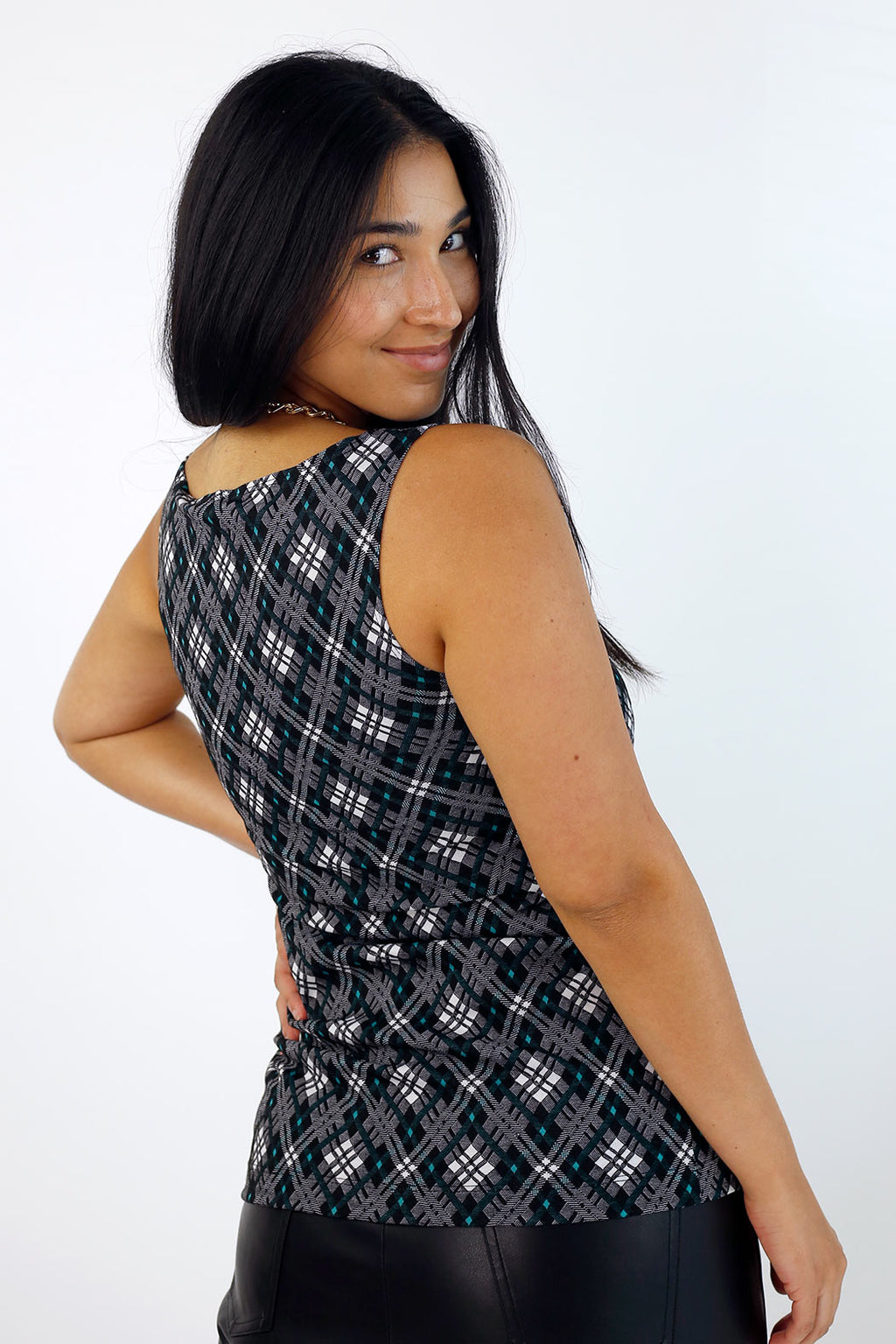 Green Check Ponte Miracle Cami - FINAL SALE