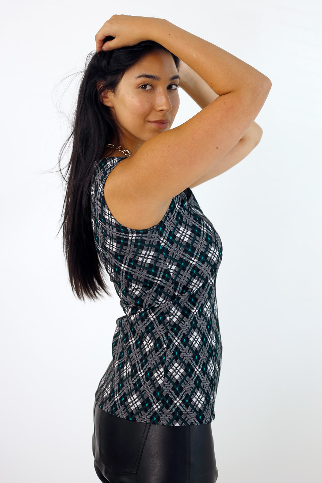 Green Check Ponte Miracle Cami - FINAL SALE