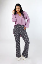 Pink Check Ponte Zip Up Flare -FINAL SALE
