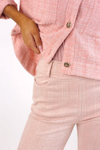 Pink Check Ponte Wide Flare - FINAL SALE
