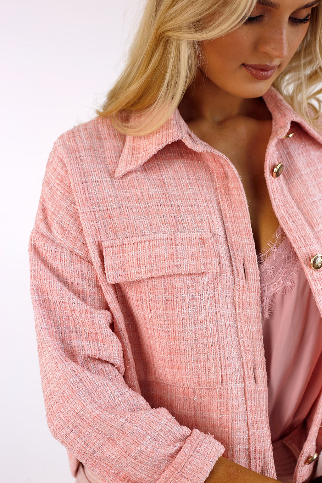Pink Textured Crop Blazer - SALE