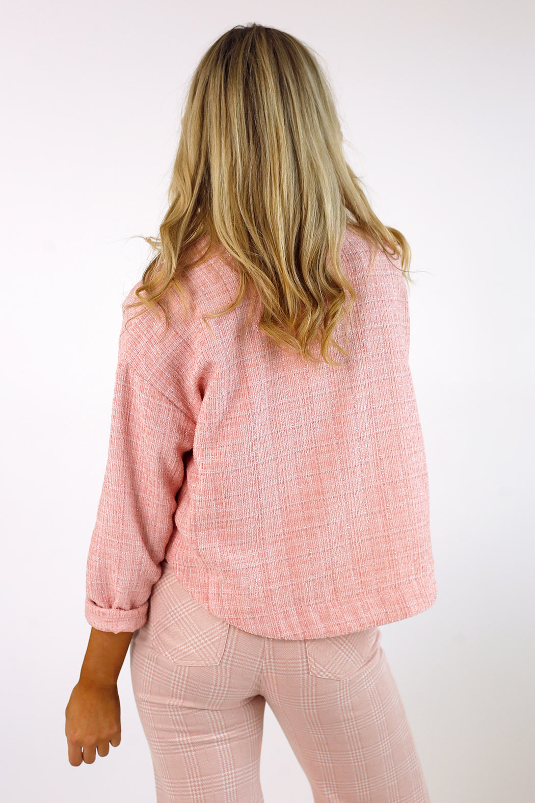 Pink Textured Crop Blazer - SALE