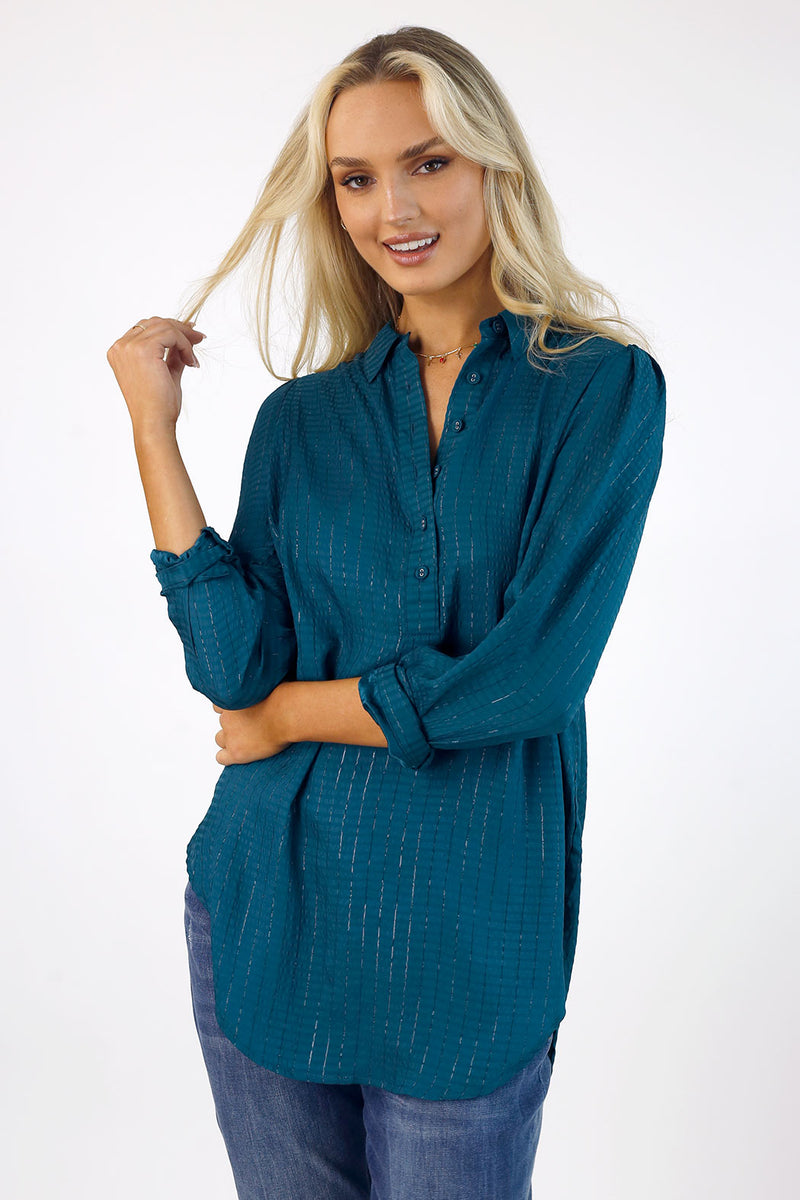 Teal Lurex Maya Shirt - SALE