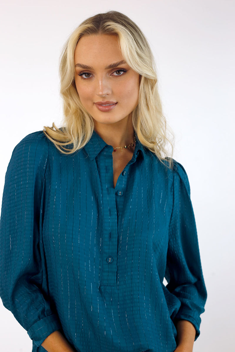 Teal Lurex Maya Shirt - SALE