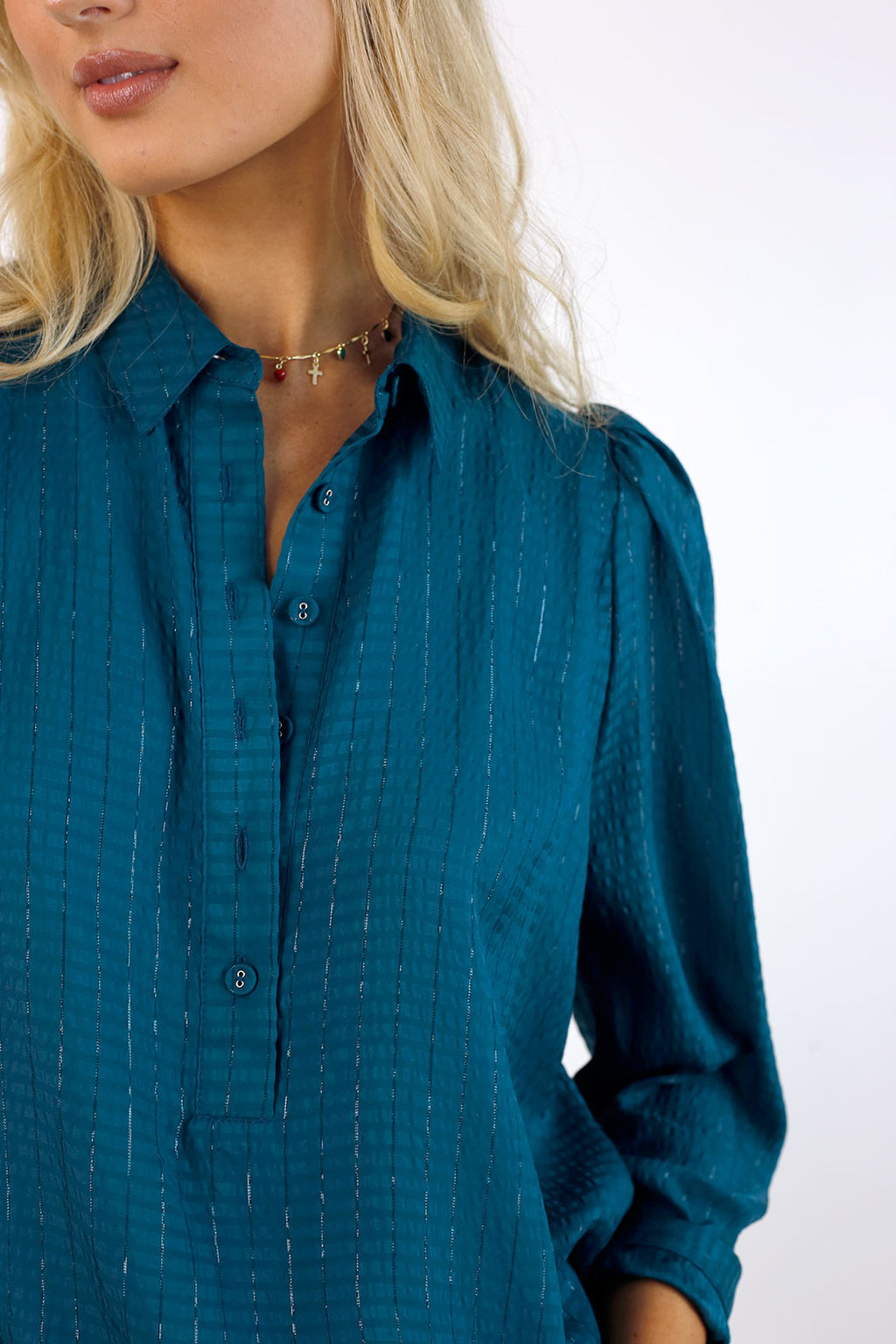 Teal Lurex Maya Shirt - SALE