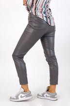 Grey Vegan Leather Long Pant - FINAL SALE