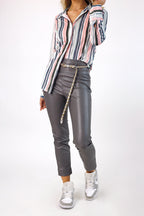 Grey Vegan Leather Long Pant - FINAL SALE