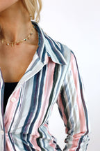 Lilac Stripe Burnout Mesh Bodyshirt - FINAL SALE