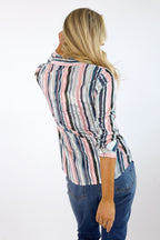 Lilac Stripe Burnout Mesh Bodyshirt - FINAL SALE