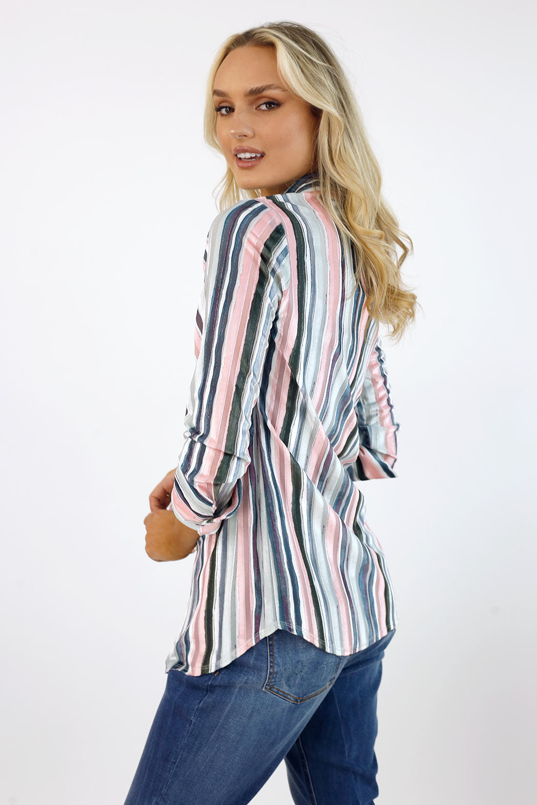 Lilac Stripe Burnout Mesh Bodyshirt - FINAL SALE
