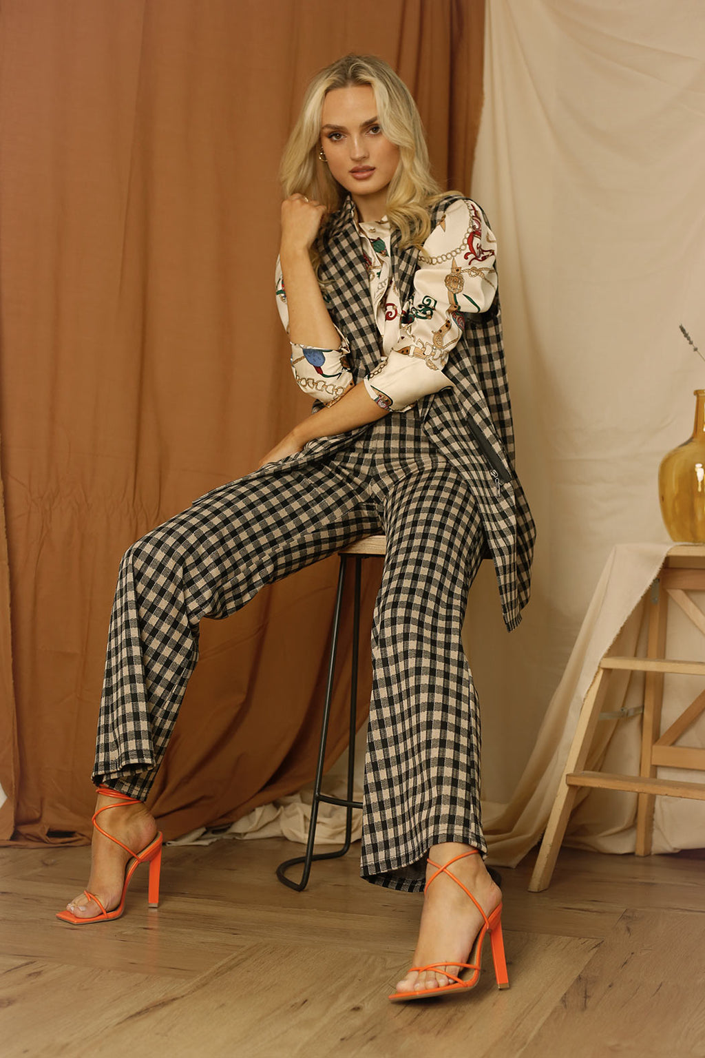 Ponte Wide Flare - Big Check - SALE