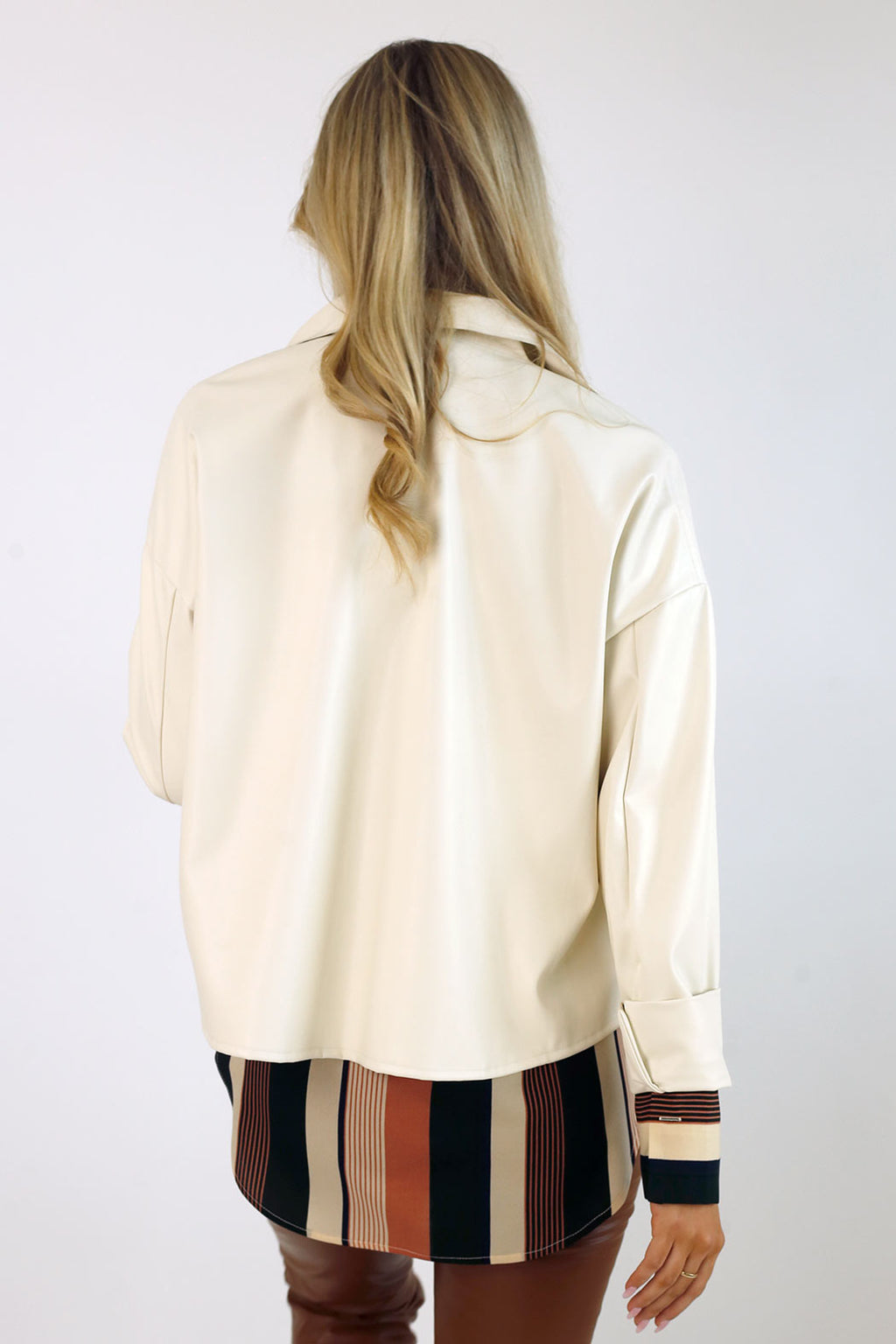 Ivory Vegan Leather Crop Jacket -FINAL SALE