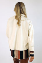 Ivory Vegan Leather Crop Jacket -FINAL SALE