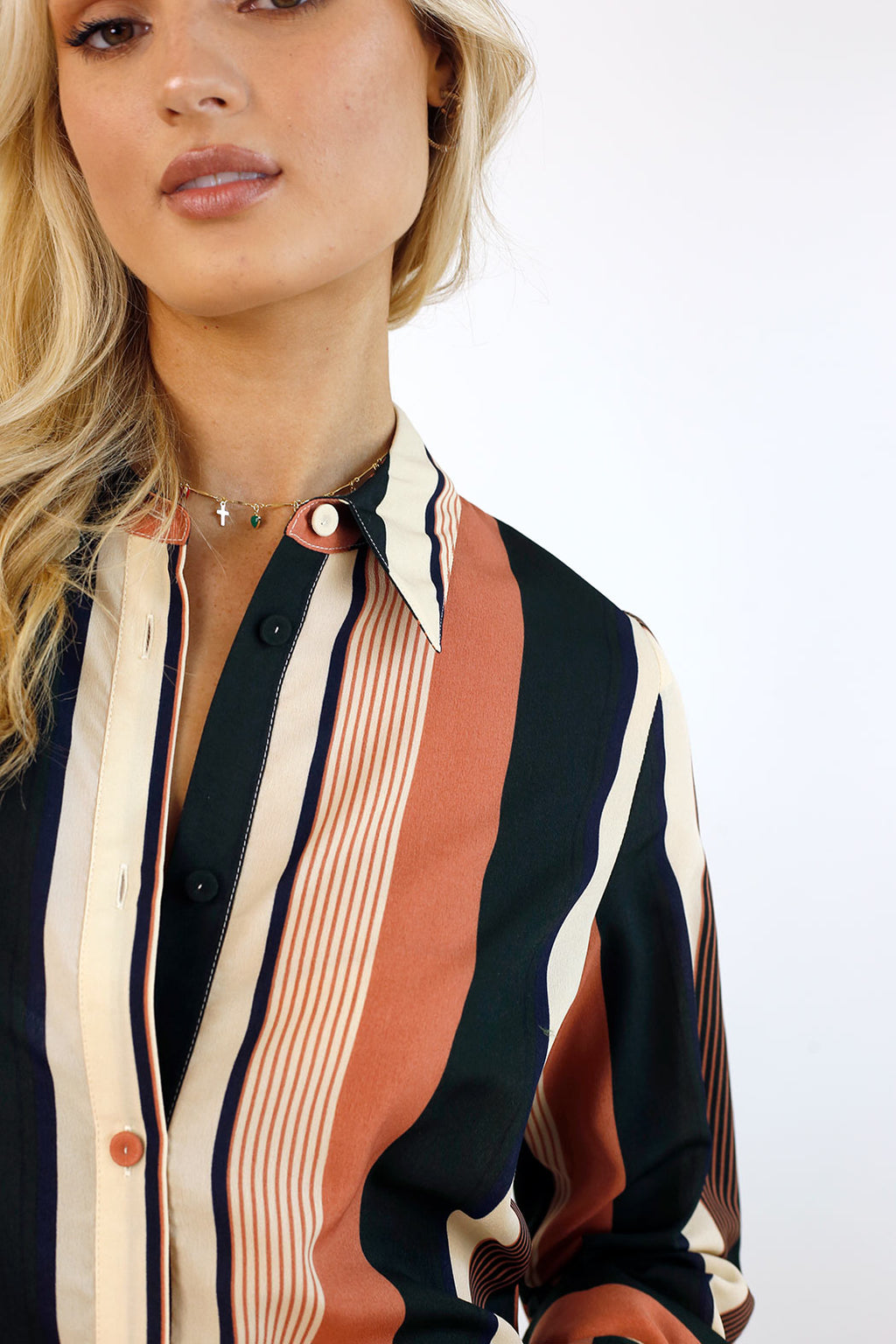 Stripe Chiffon Asana Shirt - FINAL SALE