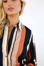 Stripe Chiffon Asana Shirt - FINAL SALE