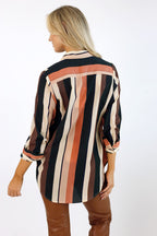 Stripe Chiffon Asana Shirt - FINAL SALE