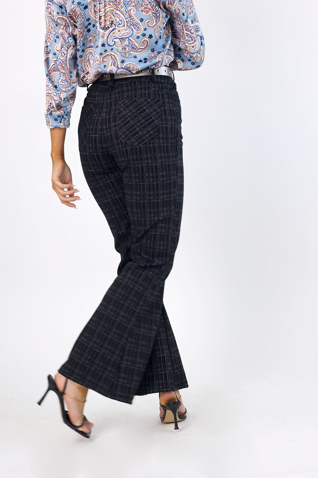 Charcoal Ponte Check Flare - SALE
