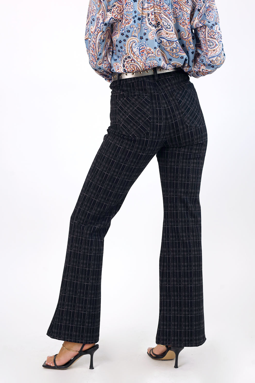 Charcoal Ponte Check Flare - SALE