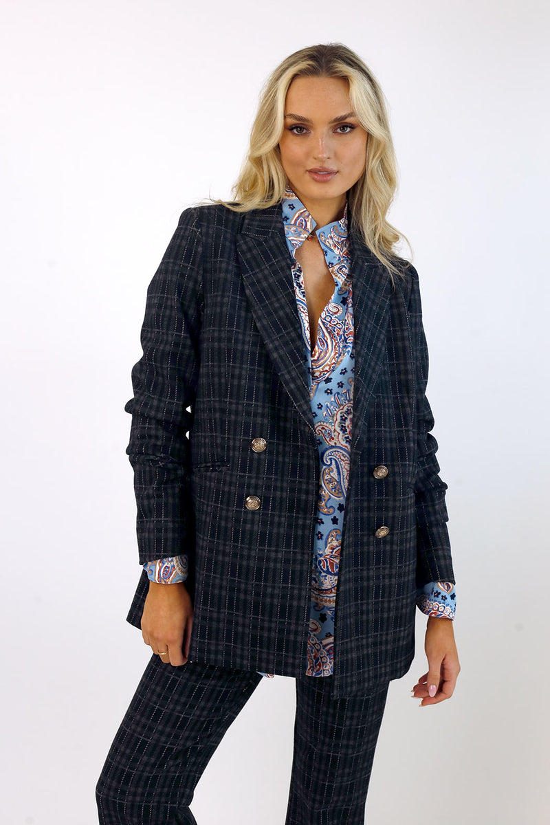 Charcoal Tuck Sleeve Blazer - SALE