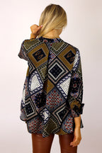 Khaki Patchwork Silky Drape Shirt - FINAL SALE