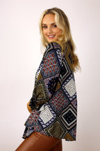 Khaki Patchwork Silky Drape Shirt - FINAL SALE