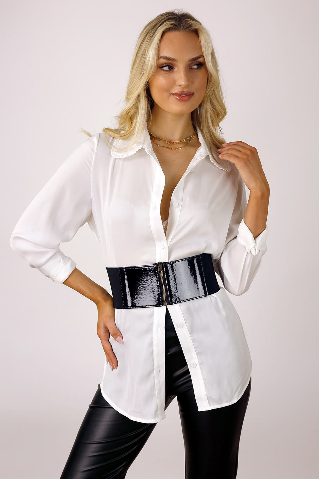 White Seta Ruffle Slim Fit Shirt - SALE