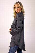 Grey Satin Shacket - FINAL SALE
