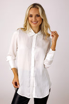 White Seta Ruffle Slim Fit Shirt - SALE