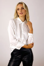 White Seta Ruffle Slim Fit Shirt - SALE