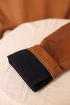 Tan Vegan Leather Easy Fit Pant - FINAL SALE