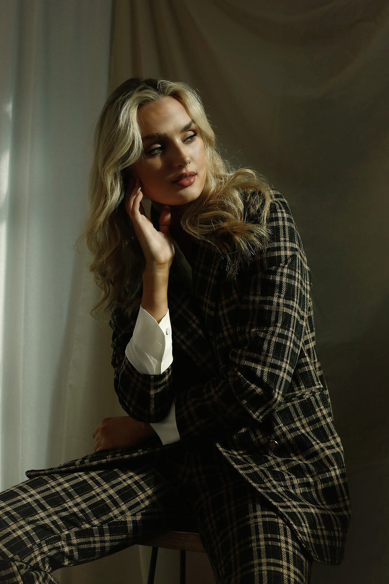 Tan & Black Tuck Sleeve Blazer - SALE