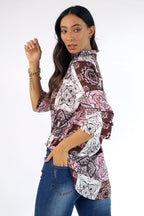Pink & Choc Silky Blogger Shirt - FINAL SALE