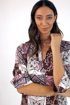 Pink & Choc Silky Blogger Shirt - FINAL SALE