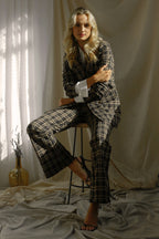 Tan & Black Ponte Check Flare - FINAL SALE