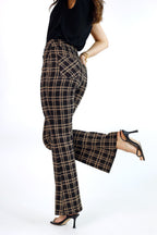 Tan & Black Ponte Check Flare - FINAL SALE