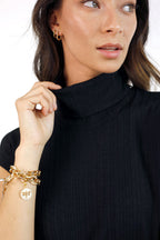 Rib High Neck Top - Black - FINAL SALE
