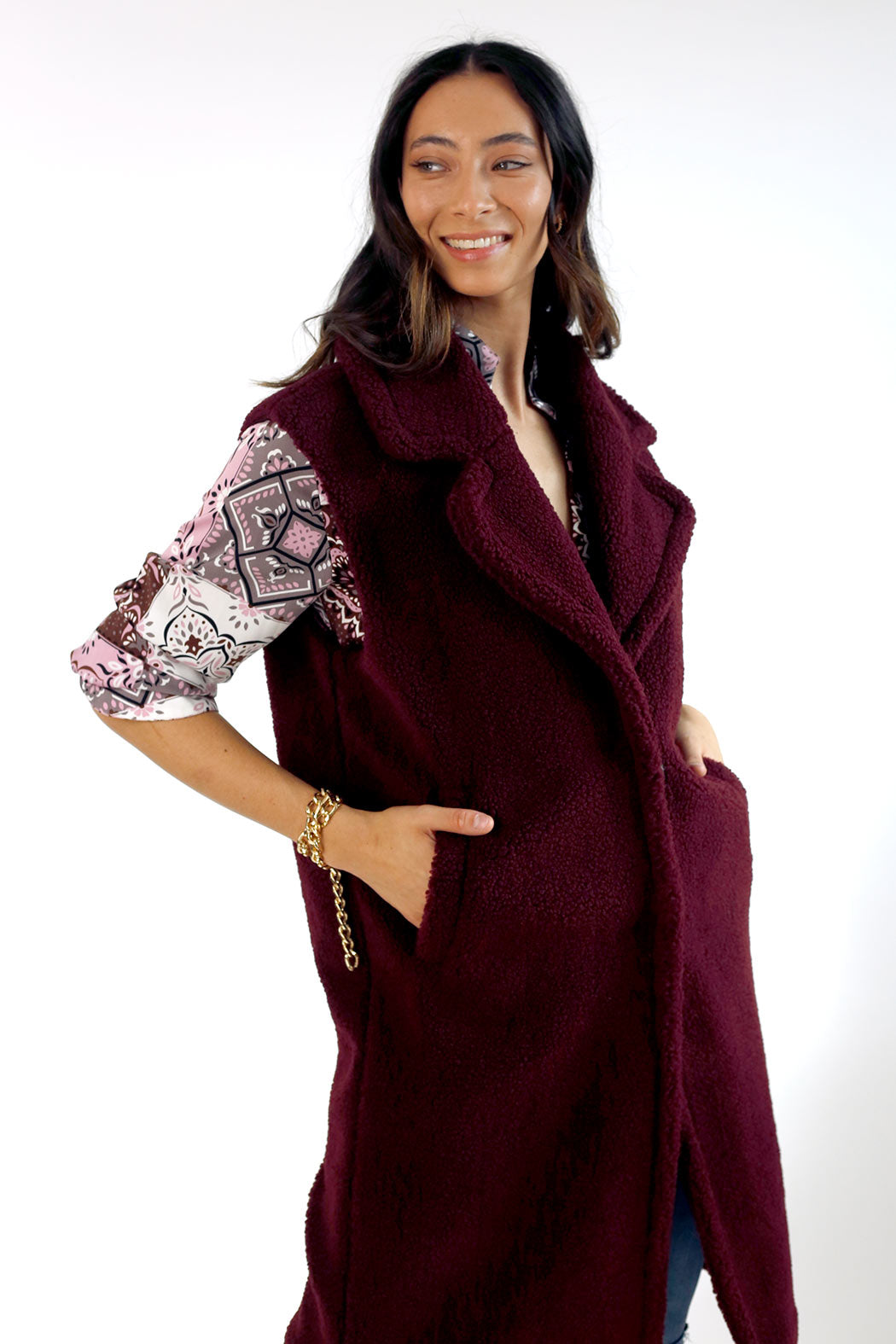 Wine Teddy Vest - SALE
