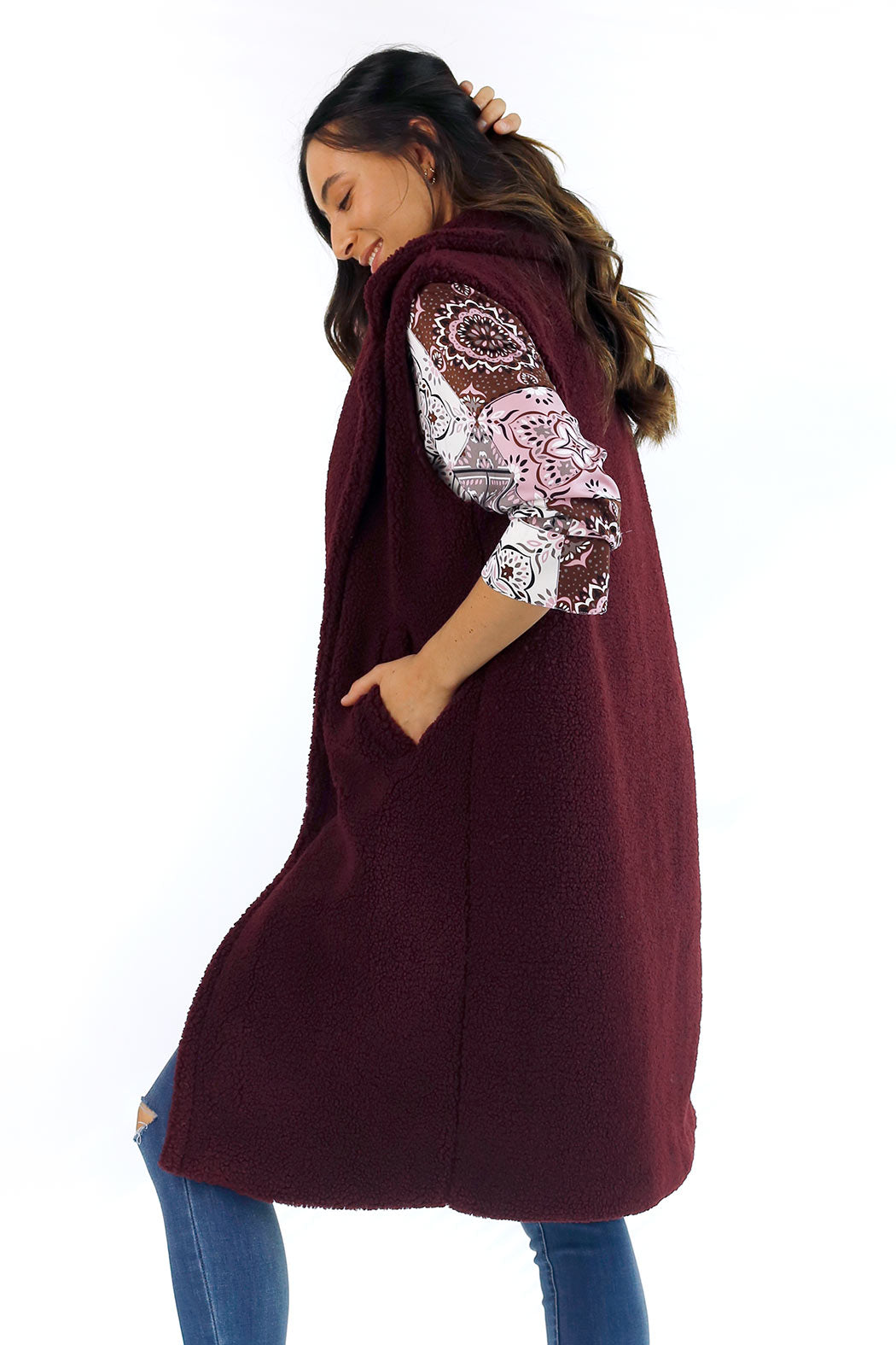 Wine Teddy Vest - SALE