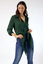 Teal Satin Zhoush Shirt - FINAL SALE