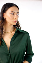 Teal Satin Zhoush Shirt - FINAL SALE