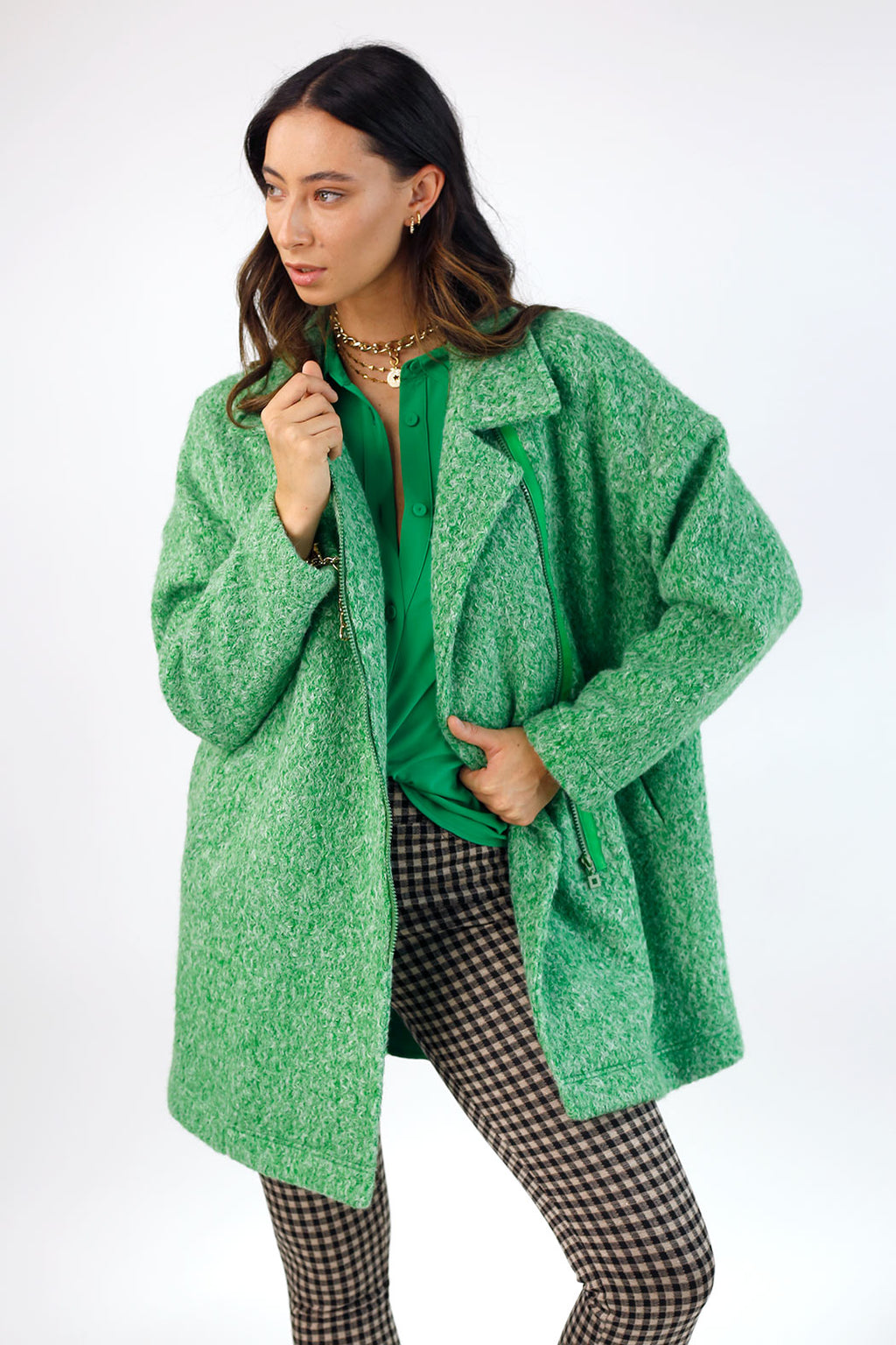 Green Zippy Coat - SALE