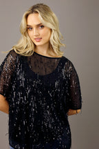 Black Allure Sequin Top