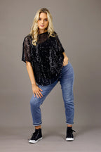 Black Allure Sequin Top