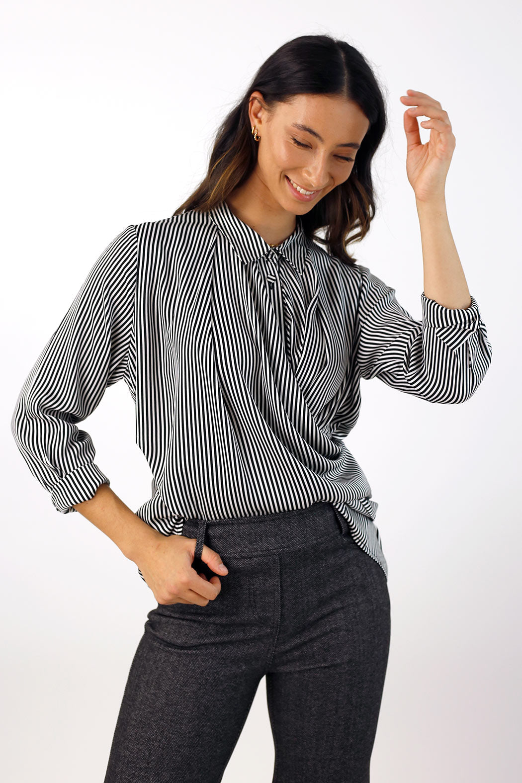 Stripe Silky Drape Shirt - FINAL SALE