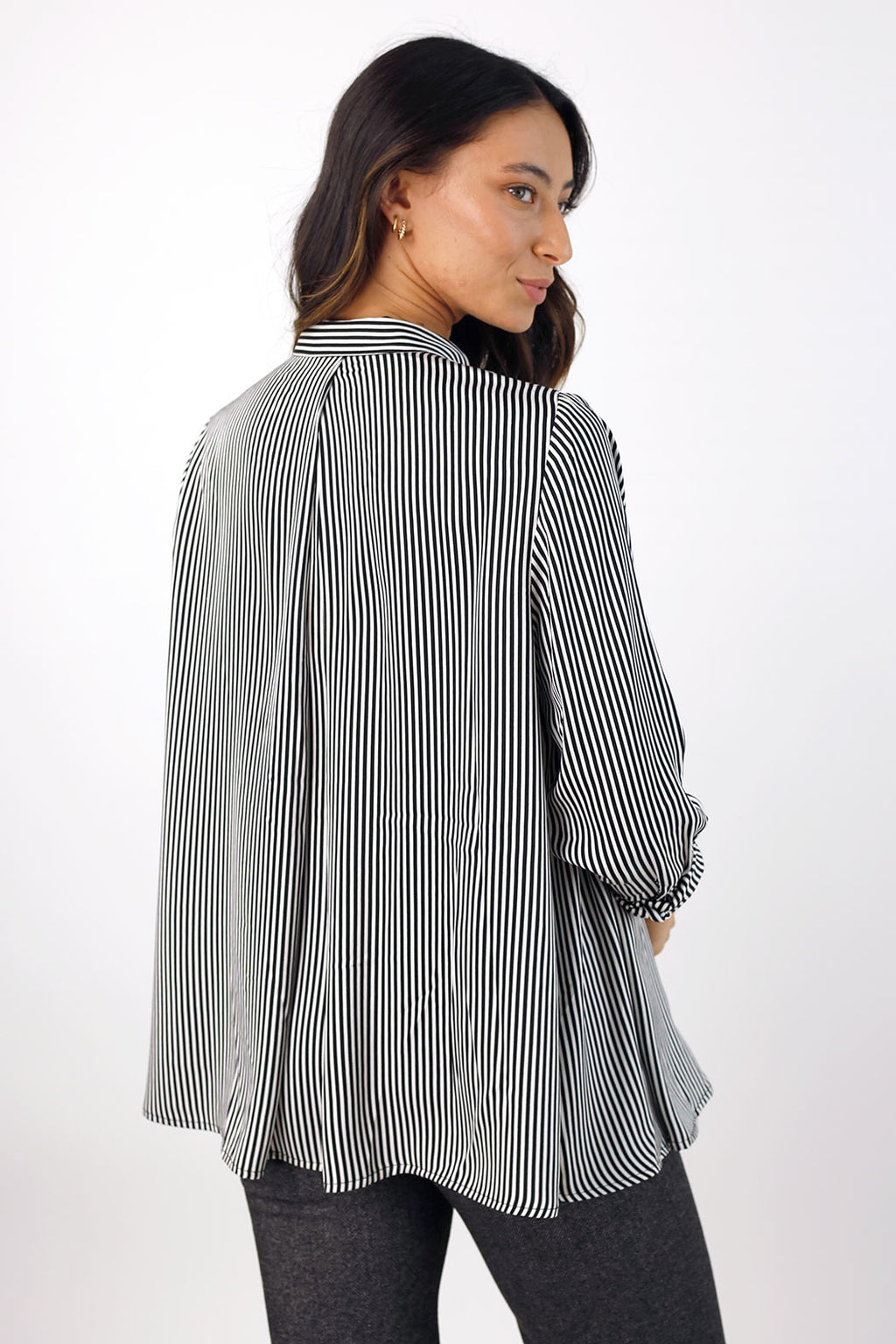 Stripe Silky Drape Shirt - FINAL SALE