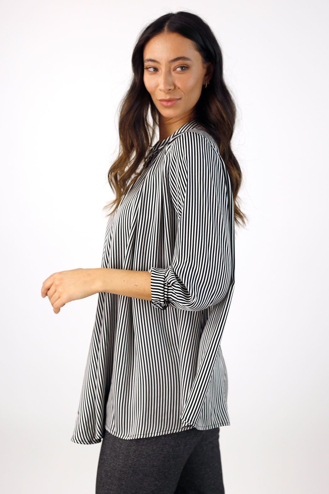 Stripe Silky Drape Shirt - FINAL SALE