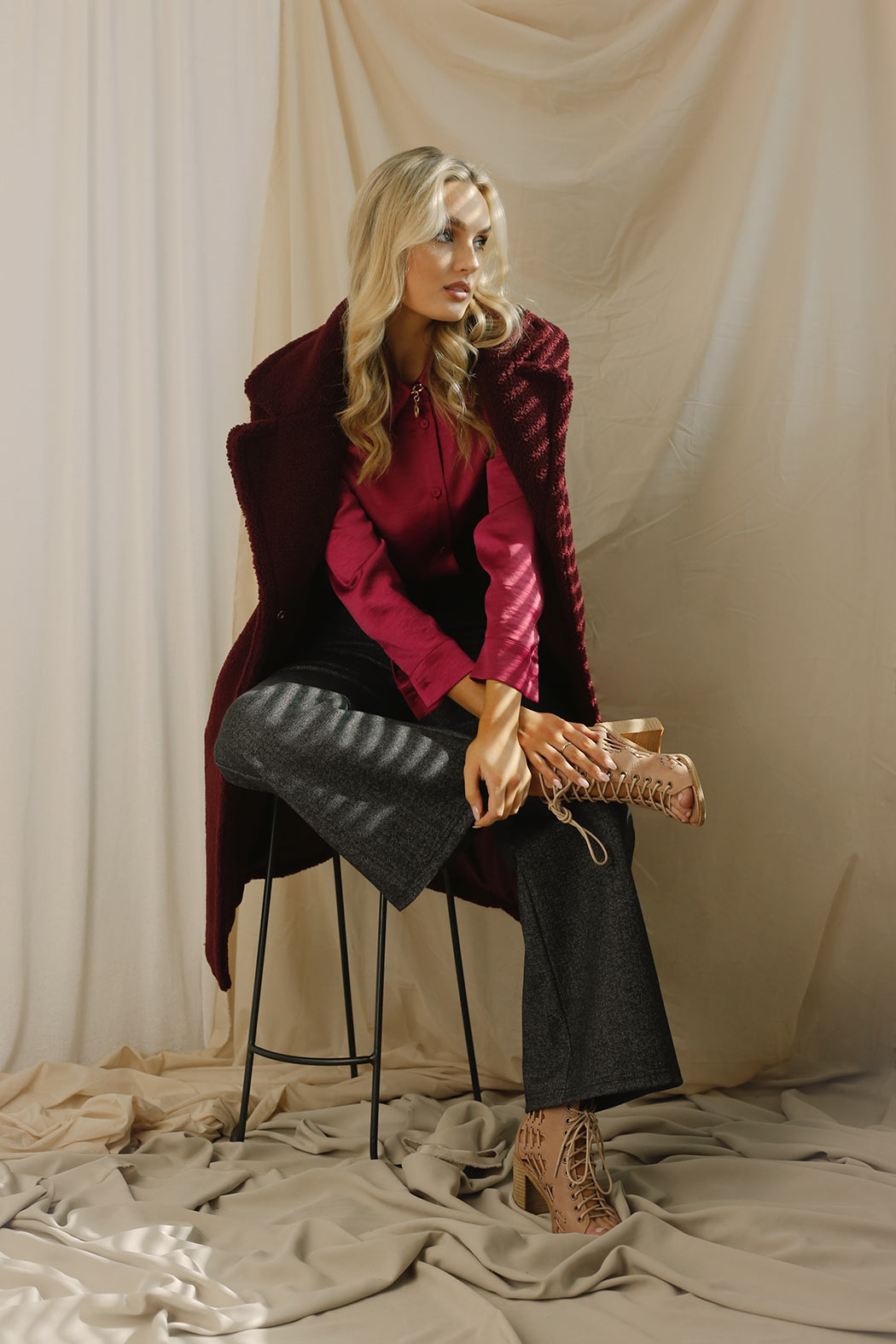 Crimson Satin Zhoush Shirt - SALE