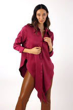 Crimson Satin Zhoush Shirt - SALE